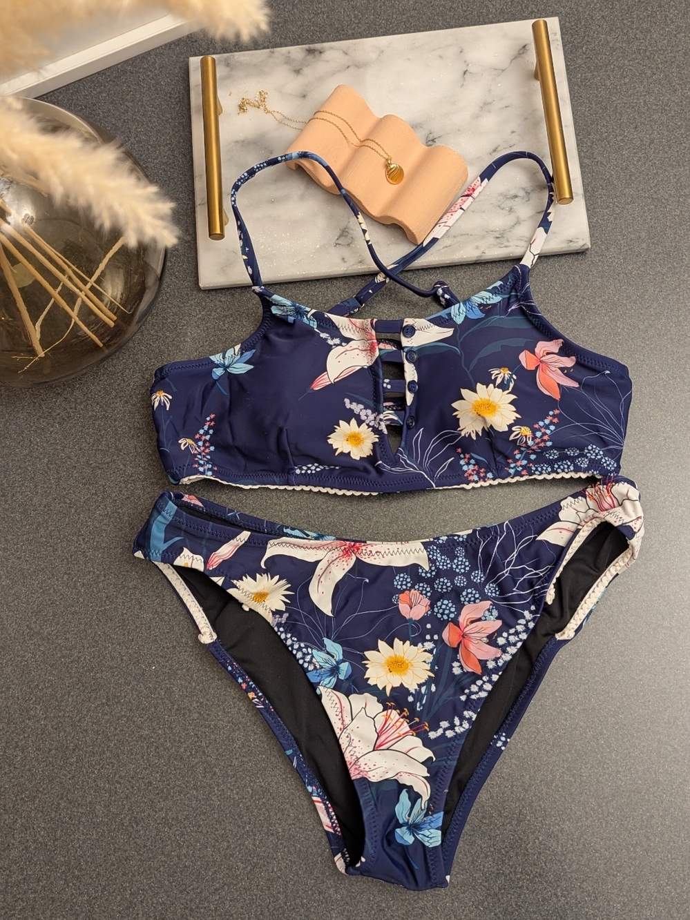 $5/each with Bundle🔥 Cupshe Blue Floral Bikini M